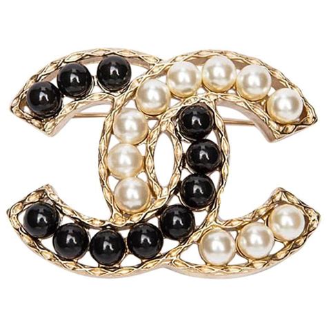 chanel black pearl brooch|vintage chanel pins brooches.